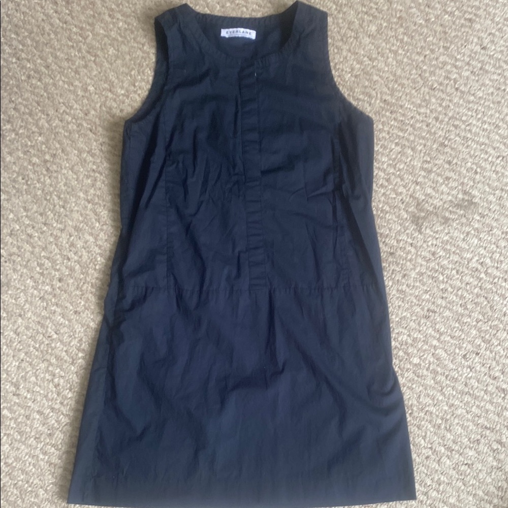 Everlane Blue Sheath Mini Dress Sleeveless Crew Neck